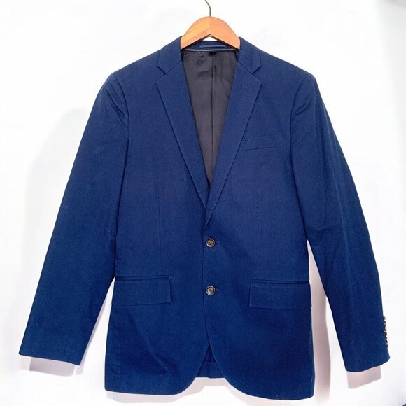 J. Crew Ludlow Larusmiani Tessuti Mens Suit Blazer 100% Cotton Blue 36S - Picture 1 of 5